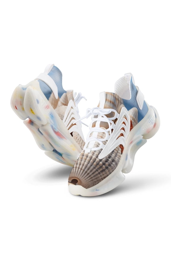 2024 Seashell On The Beach Women Or Men Lace Up Flat Sneakers Female Mesh Walking Footwear