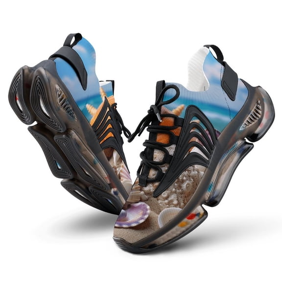 2024 Seashell On The Beach Women Or Men Lace Up Flat Sneakers Female Mesh Walking Footwear