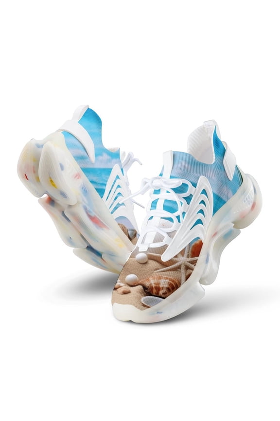 2024 Seashell On The Beach Women Or Men Lace Up Flat Sneakers Female Mesh Walking Footwear