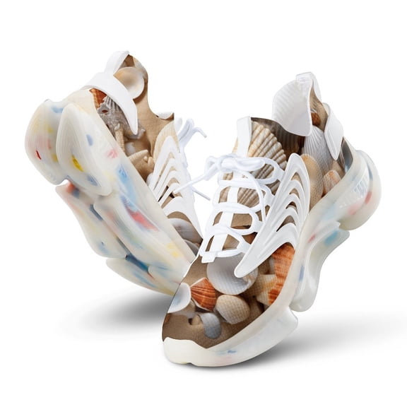 2024 Seashell On The Beach Women Or Men Lace Up Flat Sneakers Female Mesh Walking Footwear