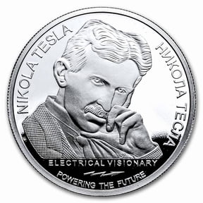 2024 Serbia 1 oz Proof Ag 100 Dinar Tesla: Direct Energy Weapon