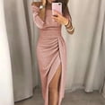 thumbnail image 1 of 2024 Shiny Vintage Translucent Women Dress Pleated Bodycon Dress High Waist Lady Split Evening Dresses Elegant Party Dress, 1 of 5