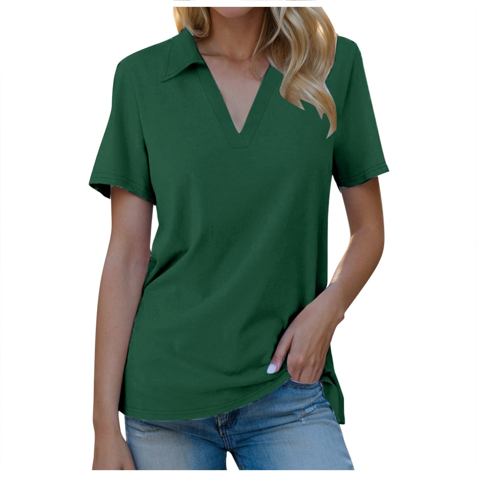 2024 Short Sleeve Basic Tops for Women Casual Spring Summer Tunic ...