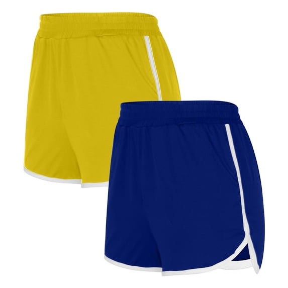 2024 Shorts Clearance! AIEOTT 2PC Women's Running Shorts Elastic High Waisted Shorts Workout Women Yoga Gym Active Shorts Dance Pack with Pockets S-XXL, Multi-colour Available