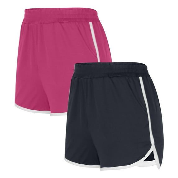 2024 Shorts Clearance! AIEOTT 2PC Women's Running Shorts Elastic High Waisted Shorts Workout Women Yoga Gym Active Shorts Dance Pack with Pockets S-XXL, Multi-colour Available