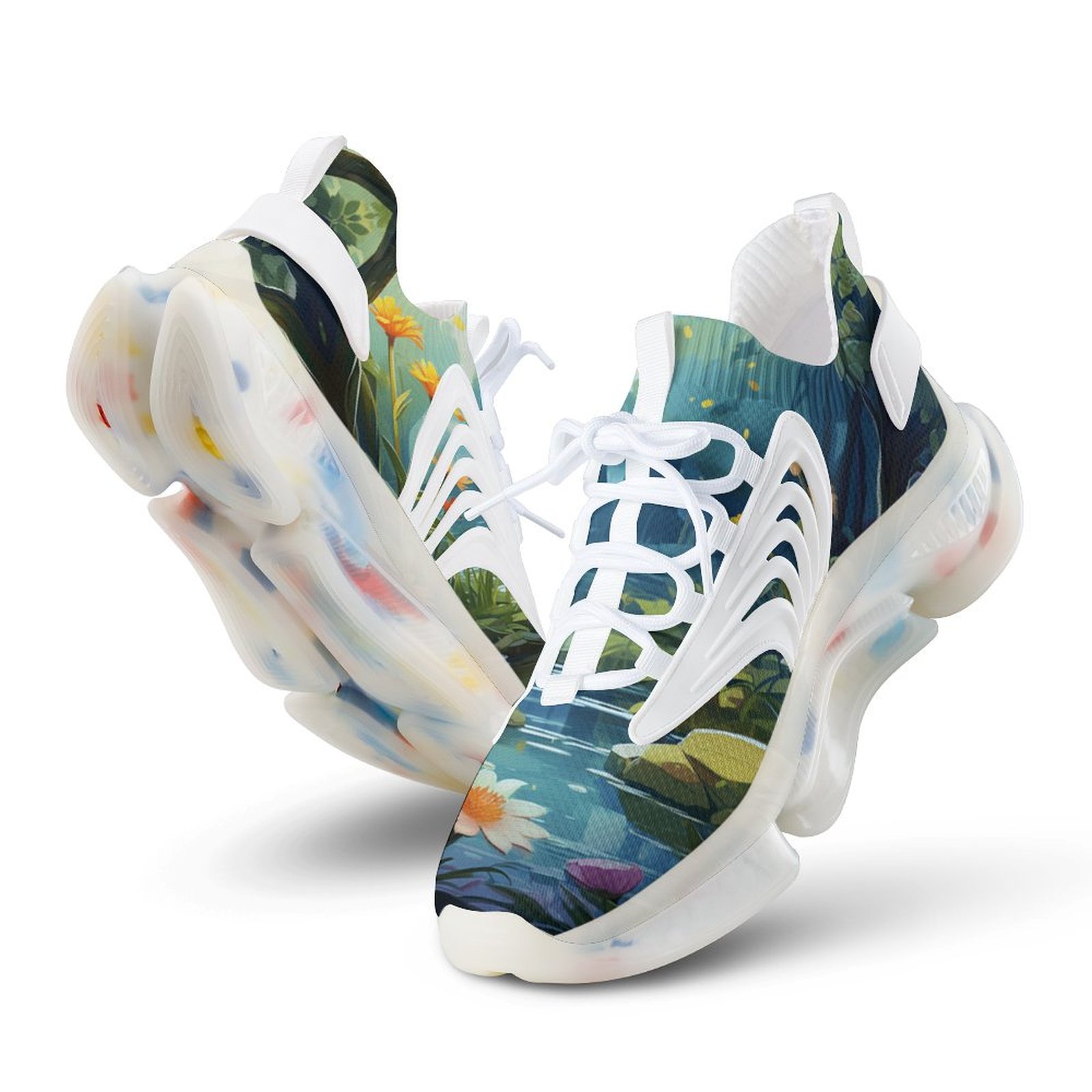 huihuiページ 2024 Shuihui Flower Women Or Men Lace Up Flat Sneakers Female Mesh