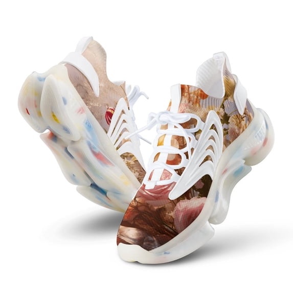 2024 Shuihui Flower Women Or Men Lace Up Flat Sneakers Female Mesh Walking Footwear