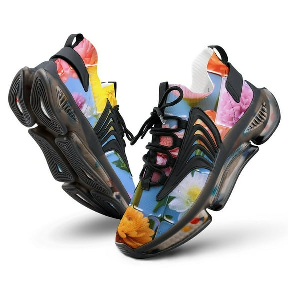2024 Shuihui Flower Women Or Men Lace Up Flat Sneakers Female Mesh Walking Footwear