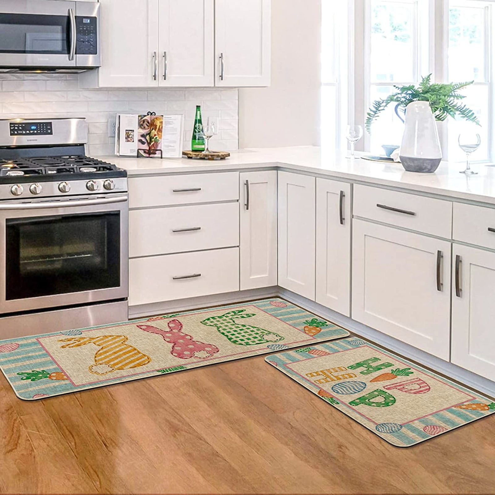 ECHOYY Easter Kitchen Rugs And Mats Set Of 2 Cushioned Fatigue Kitchen