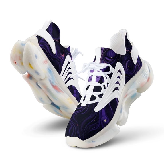 2024 Simple Purple Ripple Women Or Men Lace Up Flat Sneakers Female Mesh Walking Footwear