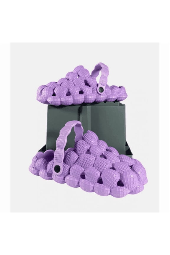 2024 Size 8 Slip-On Purple Bubble Slides with Strap, Trendy Bubble Shoes with Ankle Strap, Bubble Slippers with Back Strap