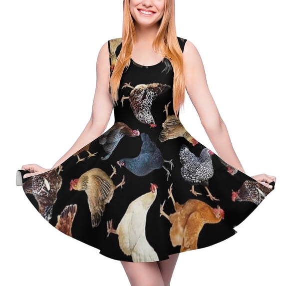 2024 Size Big Vestidos Graphic Summer Dress Skate Trendy Women Dresses Wear Street Print Hen Cute Dress Art Chicken