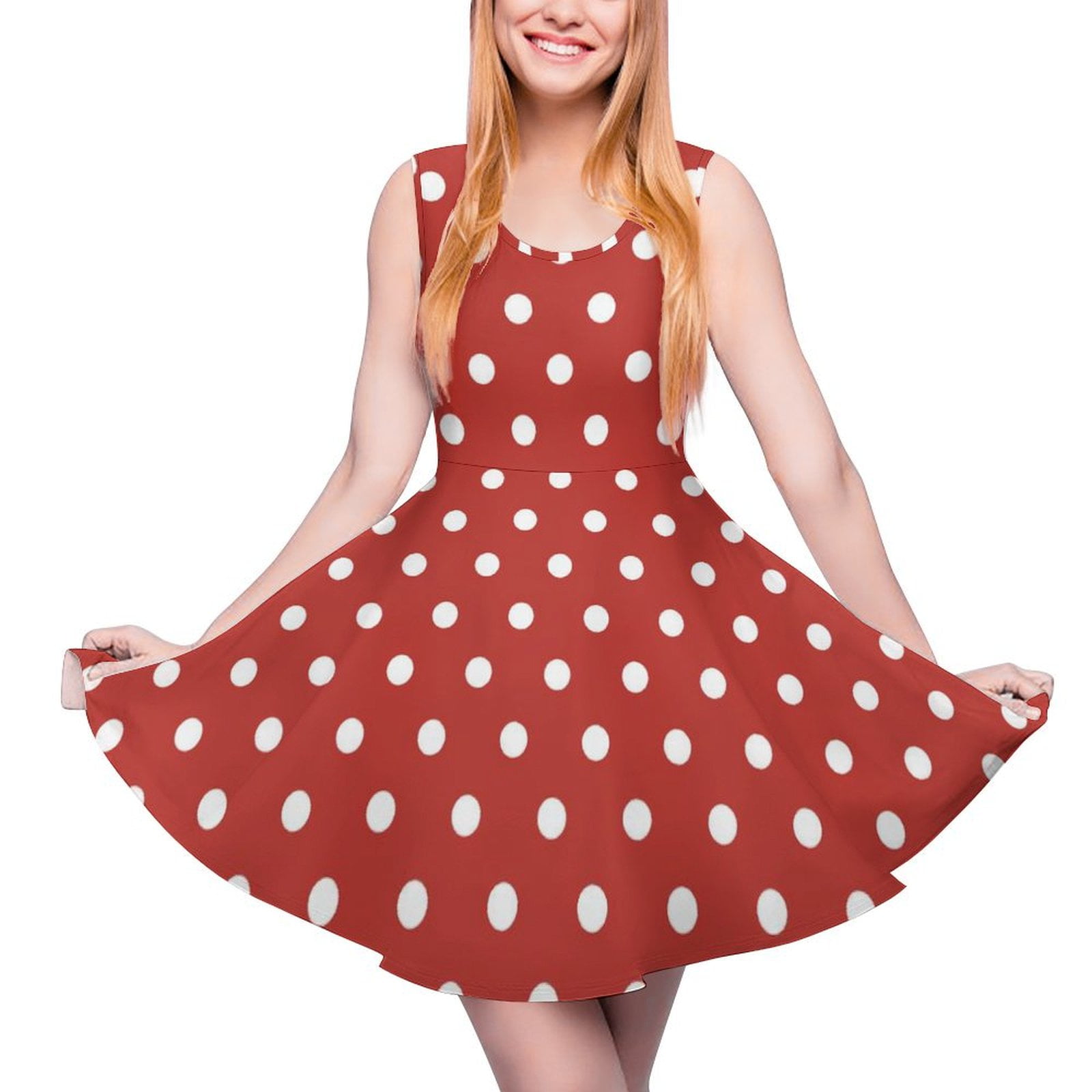 2024 Skate Dress White Polka Dots Dress Vintage Print Streetwear
