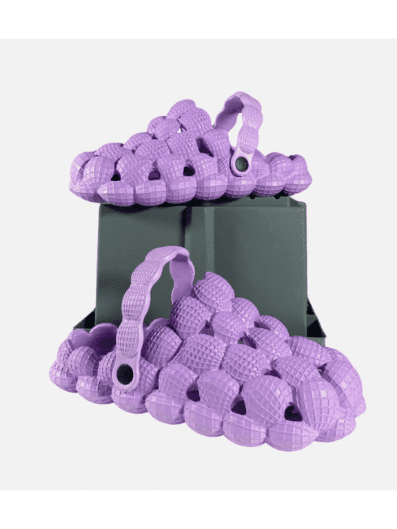 2024 Slip-On Purple, Size 8 Bubble Slides with Strap, Trendy Bubble Shoes with Ankle Strap, Bubble Slippers with Back Strap