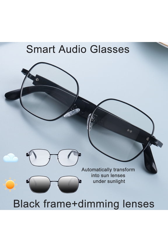 2024 Smart Glasses with Auto-Dimming, Anti Blue Light, Audio for Music & Calls, Unisex Frame for Indoor & Driving, Ideal Gift