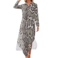 thumbnail image 1 of 2024 Snake Print Casual Dress Animal Korean Fashion Dresses Long Sleeve Festival Lady V Neck Pattern Big Size Chiffon Dress, 1 of 7