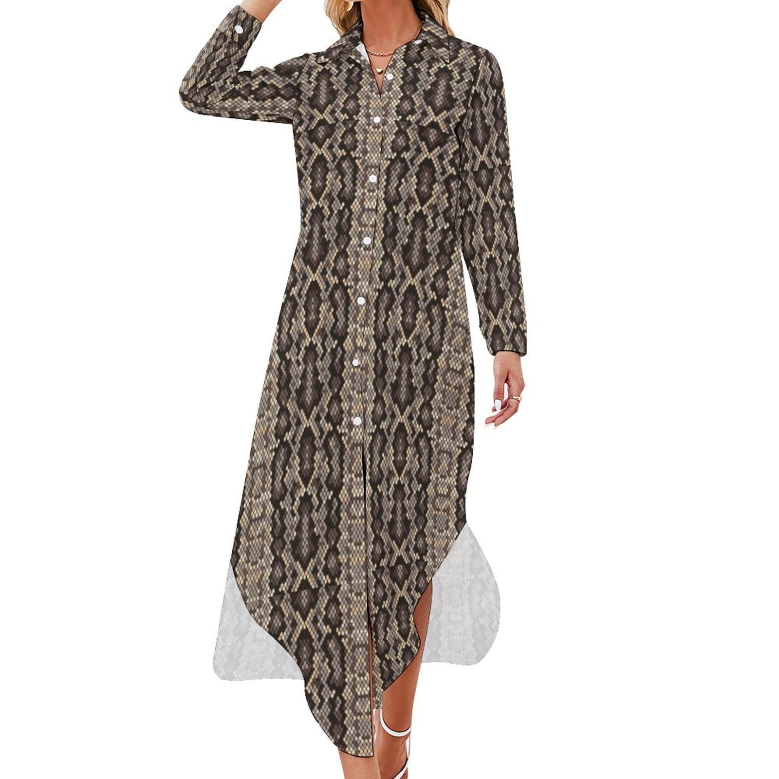 2024 Snakeskin Python Casual Dress Animal Print Street Style Dresses ...