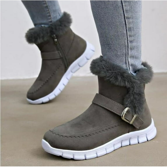 2024 Snow Women Boots Soft Women's Boots Platform Ladies Shoes Fur Keep Warm Boots Ladies New Plus Size Botas Mujer Winter Shoes (dark grey,41)