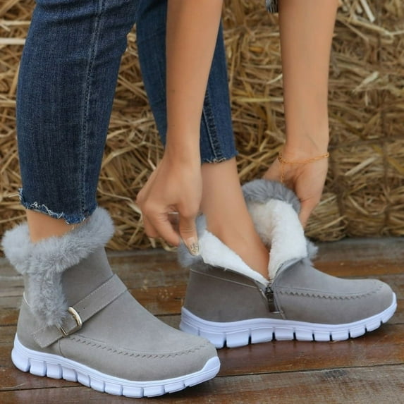 2024 Snow Women Boots Soft Women's Boots Platform Ladies Shoes Fur Keep Warm Boots Ladies New Plus Size Botas Mujer Winter Shoes (grey,38)