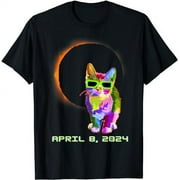 VTUWYM 2024 Solar Eclipse Shirt Cat Wearing Solar Eclipse Glasses T-Shirt
