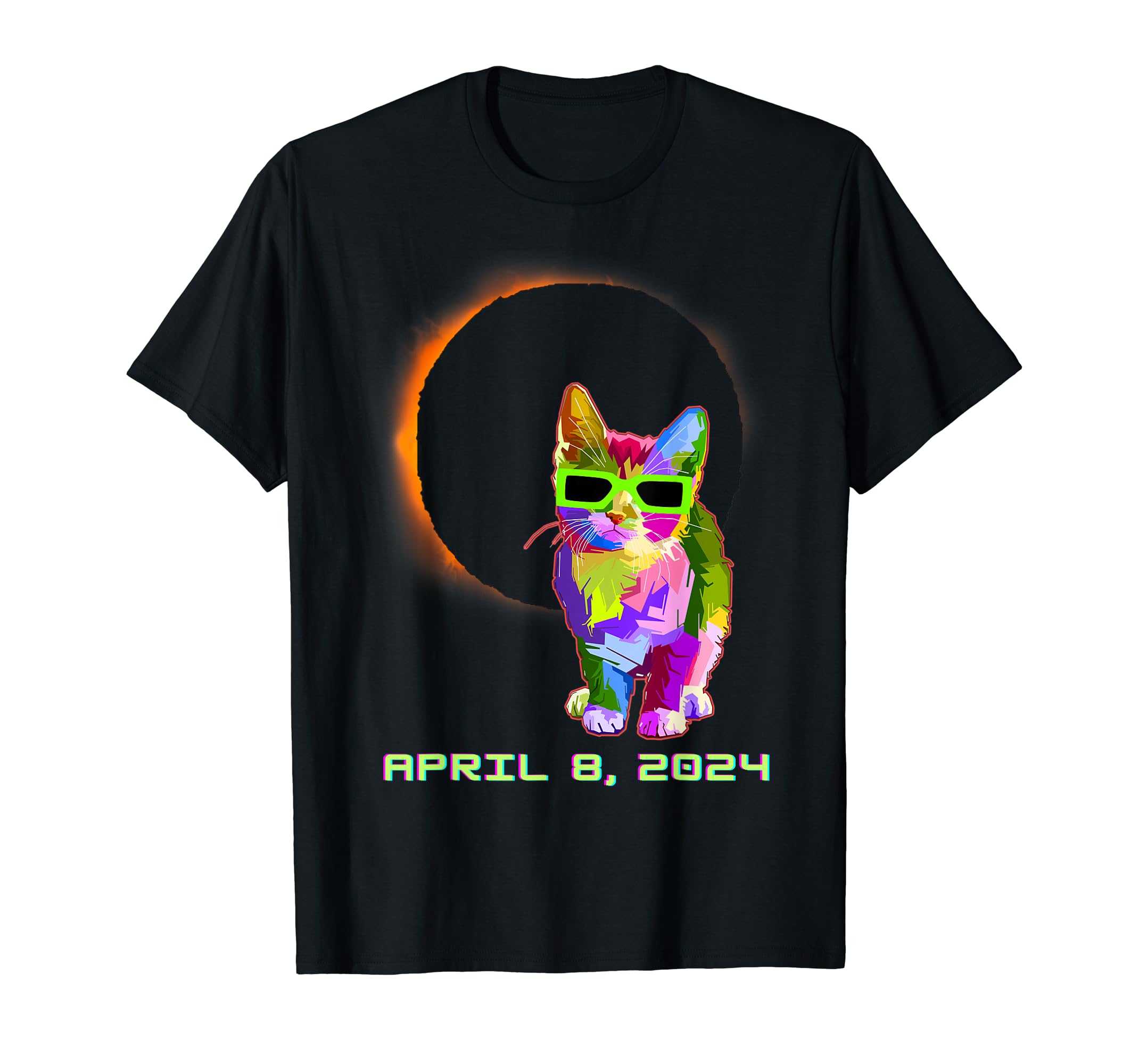 2024 Solar Eclipse Shirt Cat Wearing Solar Eclipse Glasses T-Shirt ...