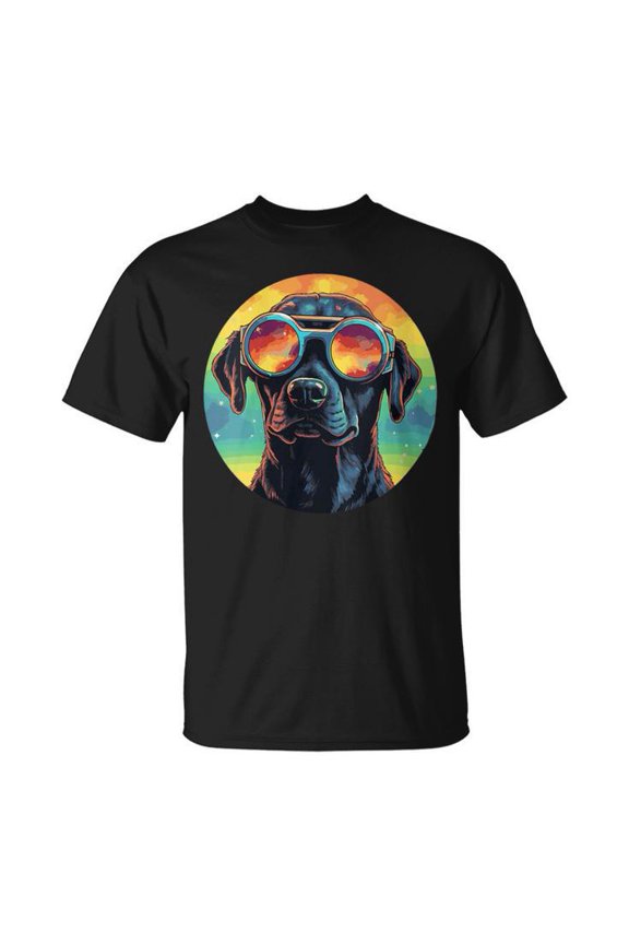2024 Solar Eclipse Tee Dog Wearing Eclipse Glasses Theme Unisex Adult Cotton Funny Astronomy Event Souvenir Graphic Shirt, Size S, Color Black