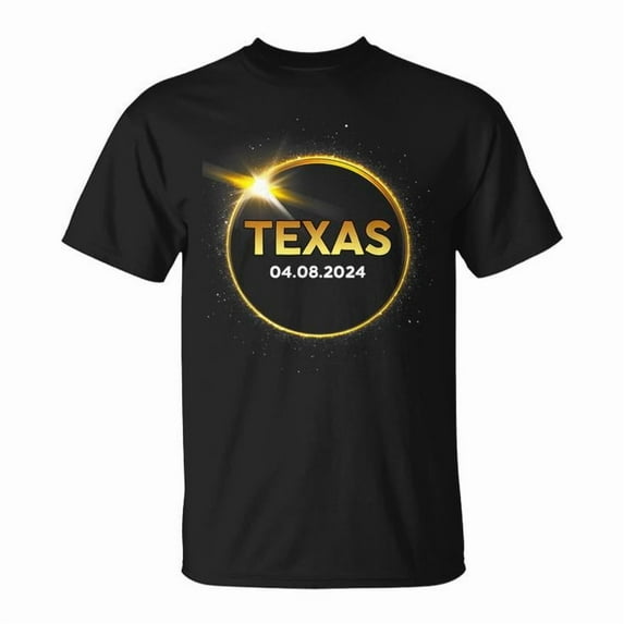 2024 Solar Eclipse in Texas USA Totality Tee – Women’s Cotton T-Shirt Featuring Commemorative Graphic for Casual or Event Wear, Size M, Color Black