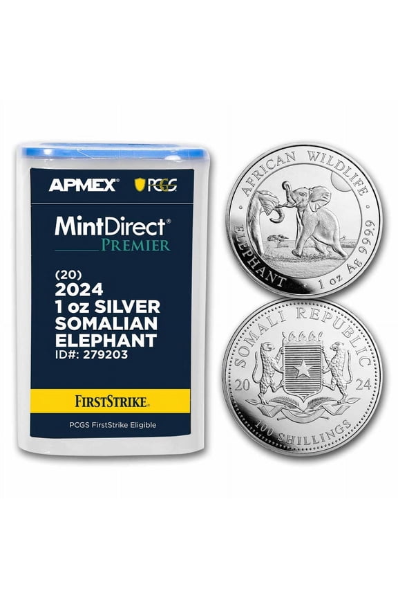 2024 Somalia 1 oz Silver Elephant (MD Premier + PCGS FS Tube)