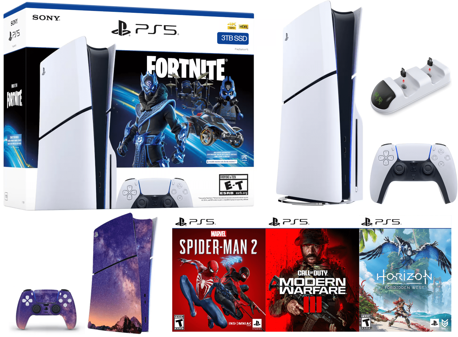 Sony PS5 Slim Console with Spider-Man 2 & Horizon Forbidden