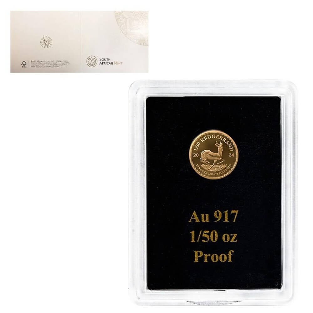 2024 South African Krugerrand 1/50 Oz Proof Gold Coin – In Acrylic Mint Capsule – .917 Fine Gold