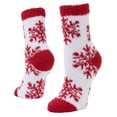 thumbnail image 1 of Airplus Aloe Infused Spa Crew Socks, White/Red Snowflake, Women's Size 5-10, 1 of 5