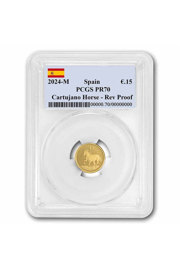 2024 Spain 1/10 oz Gold Rev Proof Stallion Doubloon PR-70 PCGS