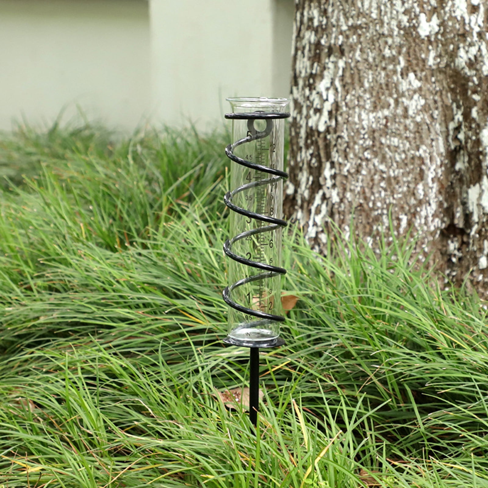 2024 Spiral garden stake rain gauge transparent glass tube rain gauge lawn precipitation meter