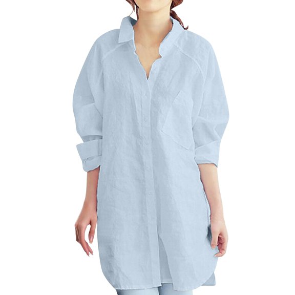 2024 Spring And Autumn New Korean Style Shirts Loose Mid Length Dress Shirts For Women