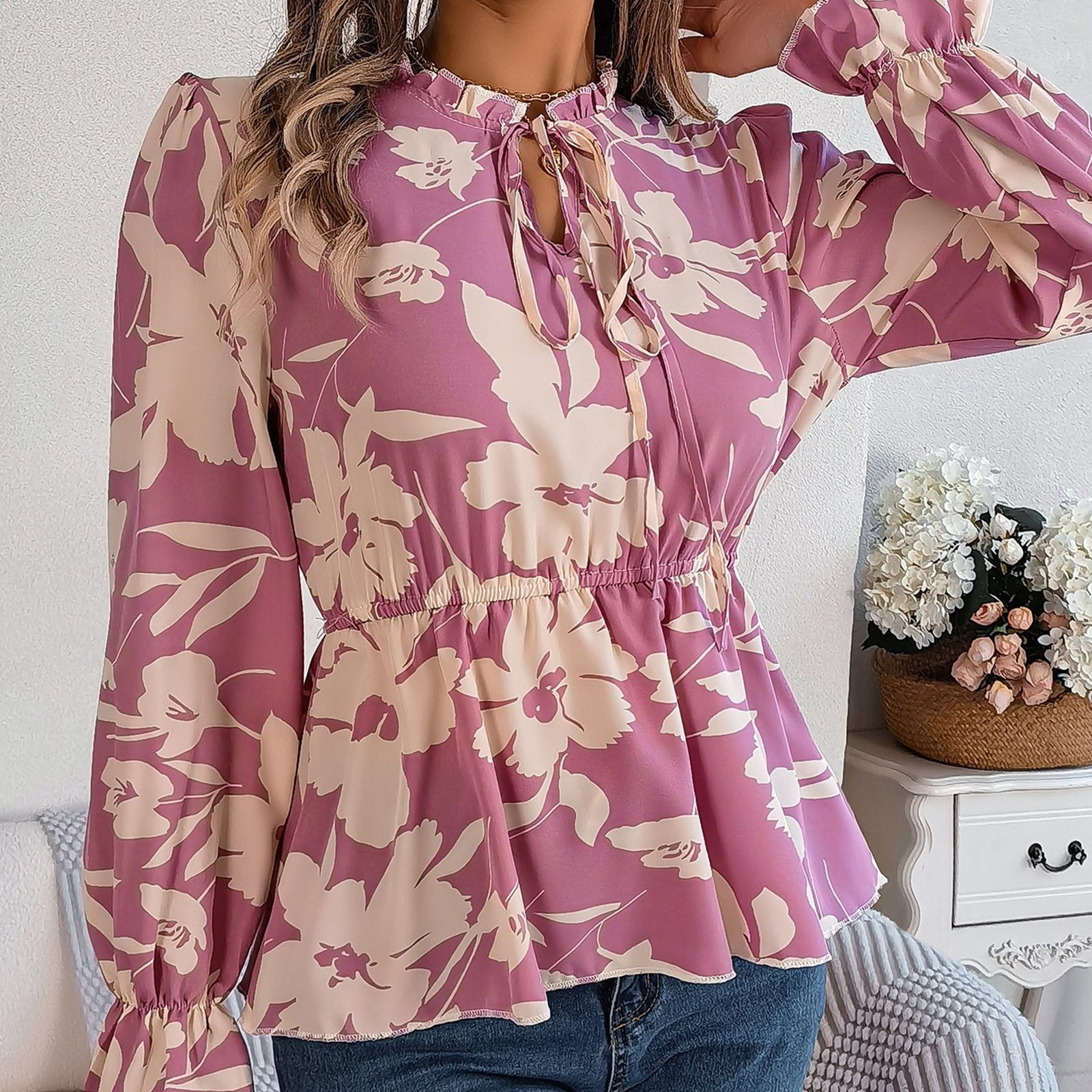 2024 Spring And Summer New Women's Casual Flower Lace Long Sleeve