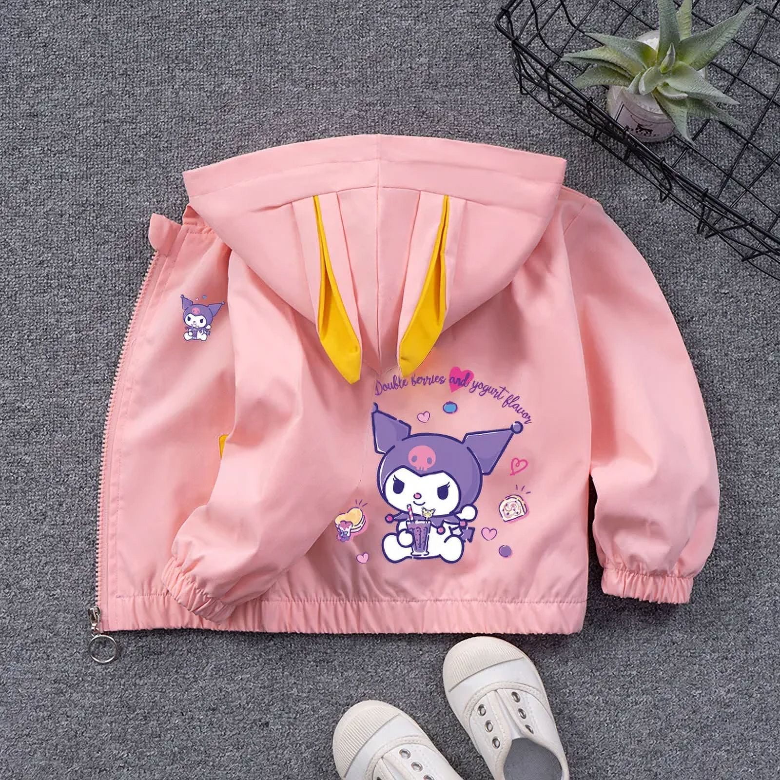 2024 Spring Autumn Baby Girl Sanrio Kuromi Print Zipper Hoodies Jacket