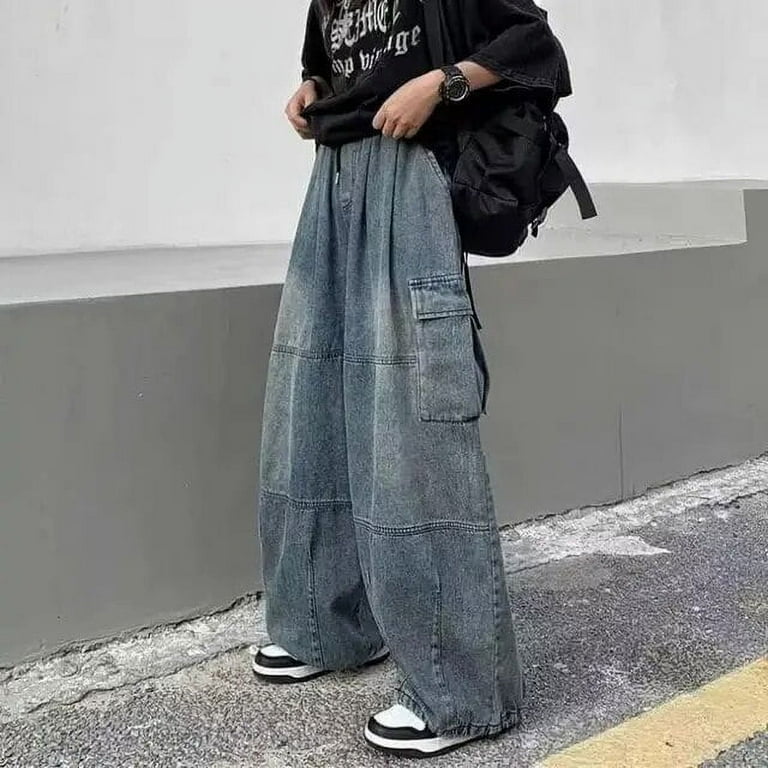 2024 Spring Autumn Men Baggy Jeans Men Wide Leg Pants Big