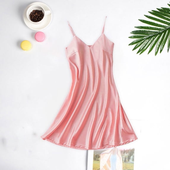 2024 Spring Saving Clearance! AIEOTT Plus Size Lingerie for Women, Women Lounge Nightwear Sexy Sleepwear Full Slip Chemise Dress Pink,M