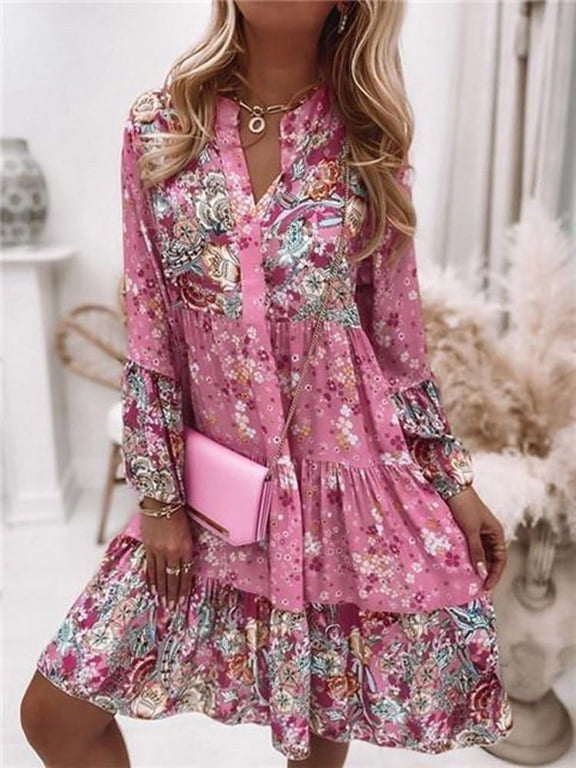 2024 Spring and Summer New Women's Printing Splicing Skirt Layered Mini Dress Fashion