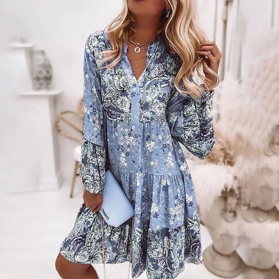 2024 Spring and Summer New Women's Printing Splicing Skirt Layered Mini Dress Fashion