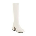thumbnail image 1 of 2024 Square Toe Knee High Boots Women Chunky Block Heel Dress Tall Boots for Women High Heel Long Boots White 9.5, 1 of 7