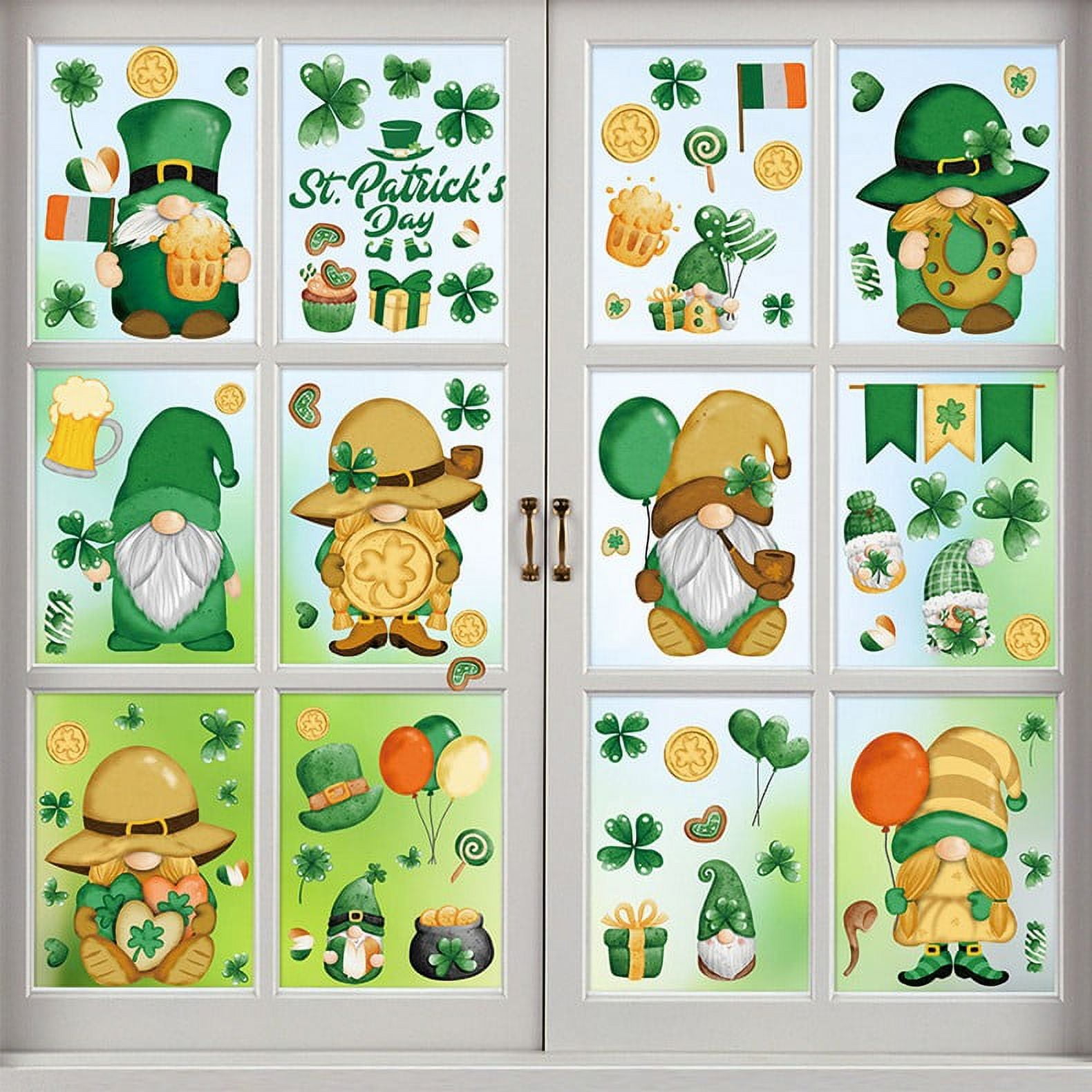 Window Stickers Irish 2024 St Patricks Day Window Clings Decorations, Green Shamrock Decals ...