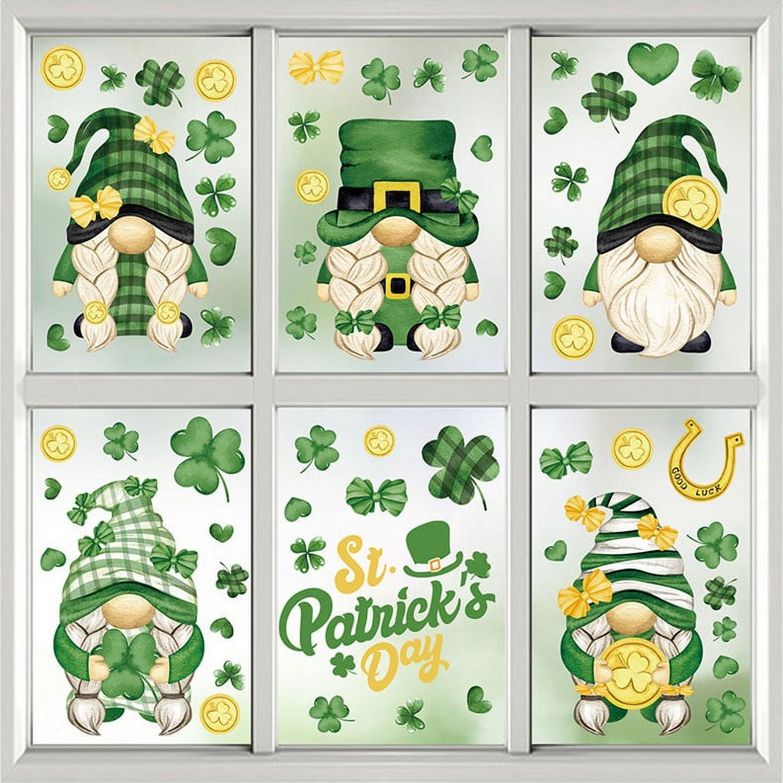 Window Stickers Irish 2024 St Patricks Day Window Clings Decorations, Green Shamrock Decals ...