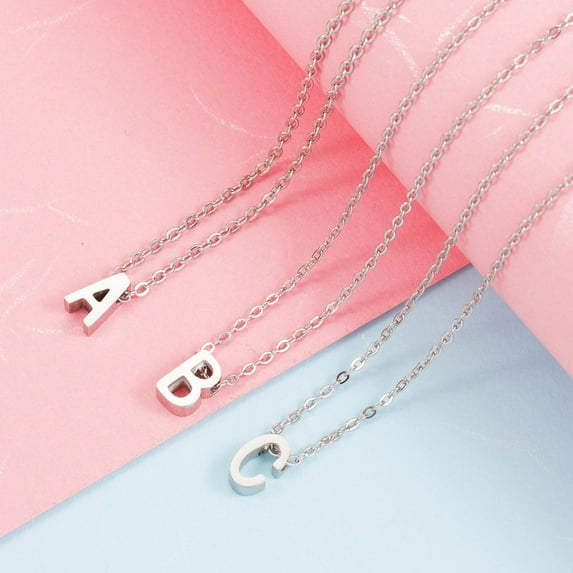 2024 Stainless Steel 26 English Letters Necklace Perforated Pendant Necklace Jewelry Non-Fading 45cm (Y,45CM(MZ022))