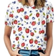 thumbnail image 1 of 2024 Strawberry Blueberry Mint Ruffle Short Sleeve T Shirts Summer V Neck Tops Fashion Casual Tee Shirt Strawberry Blueberry, 1 of 5