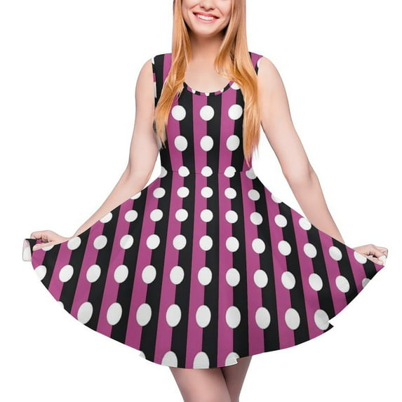 2024 Striped Polka Dot Dress Green And White Cute Dresses High Waist Korean Fashion Graphic Skate Dress Womens Oversized Vestidos
