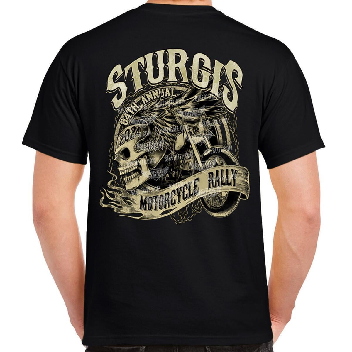 2024 Sturgis Motorcycle Rally Grunge Chains Skull Wing TShirt