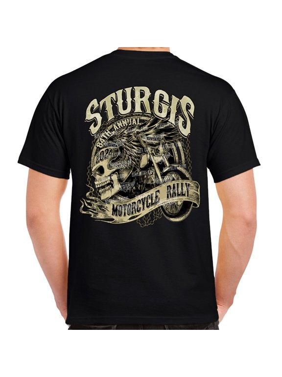 2024 Sturgis Motorcycle Rally Grunge & Chains Skull Wing T-Shirt