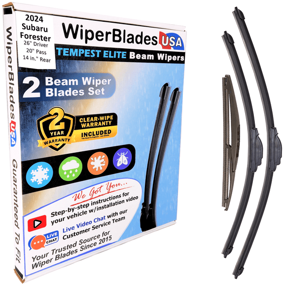 2024 Subaru Forester Beam Wiper Blades Wipers w/2yr Warranty (Set of 3) w/Rear Wiper (WiperBladesUSA)