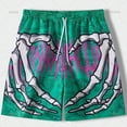 thumbnail image 1 of 2024 Summer Classic Skull Beach Short Pants New Fashion Skeleton Hand Print Men Women Gym Shorts Quick Drying Trunks Ice Shorts, 1 of 6